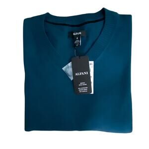 Alfani V-Neck Wool Sweater Men's Medium Merino Wool Blend Dark Kale NEW